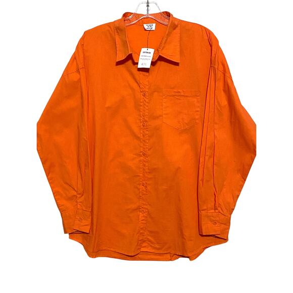 Cotton On Tops - Cotton:On Oversized Orange Button Dad Shirt Womens XS Organic Cotton Casual NWT